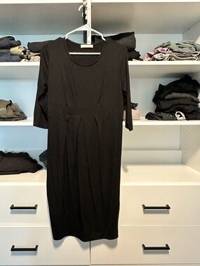 Hello MIZ Black Midi maternity Dress with Scoop Neck size M